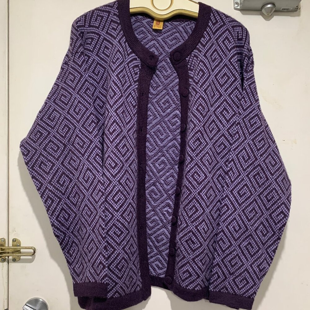 VINTAGE ALPACA KNIT PATTERN SWEATER CARDIGANS SIZE XXL